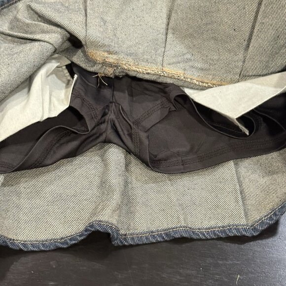 Y2K Style Micro Mini Dark Denim Skirt Shorts Skort Pockets Pleats Womens Size 6 - Picture 5 of 10